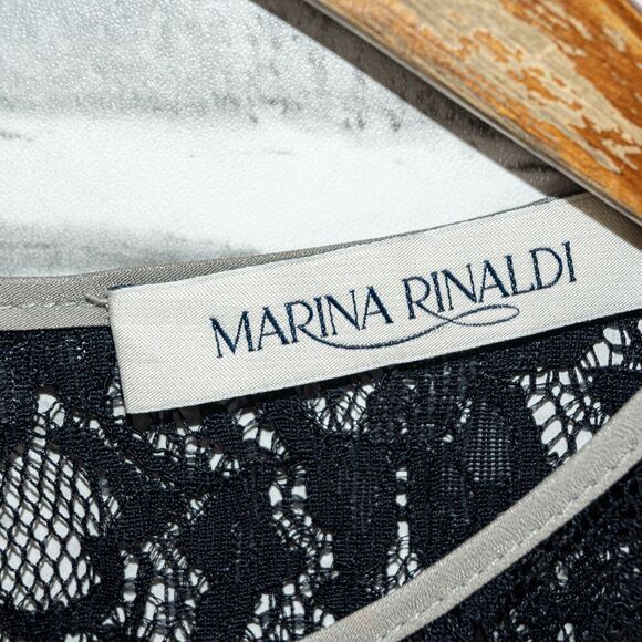 MARINA RINALD Large Lace Trim Blouse Gray Black Color-Block Large - Picture 2 of 7